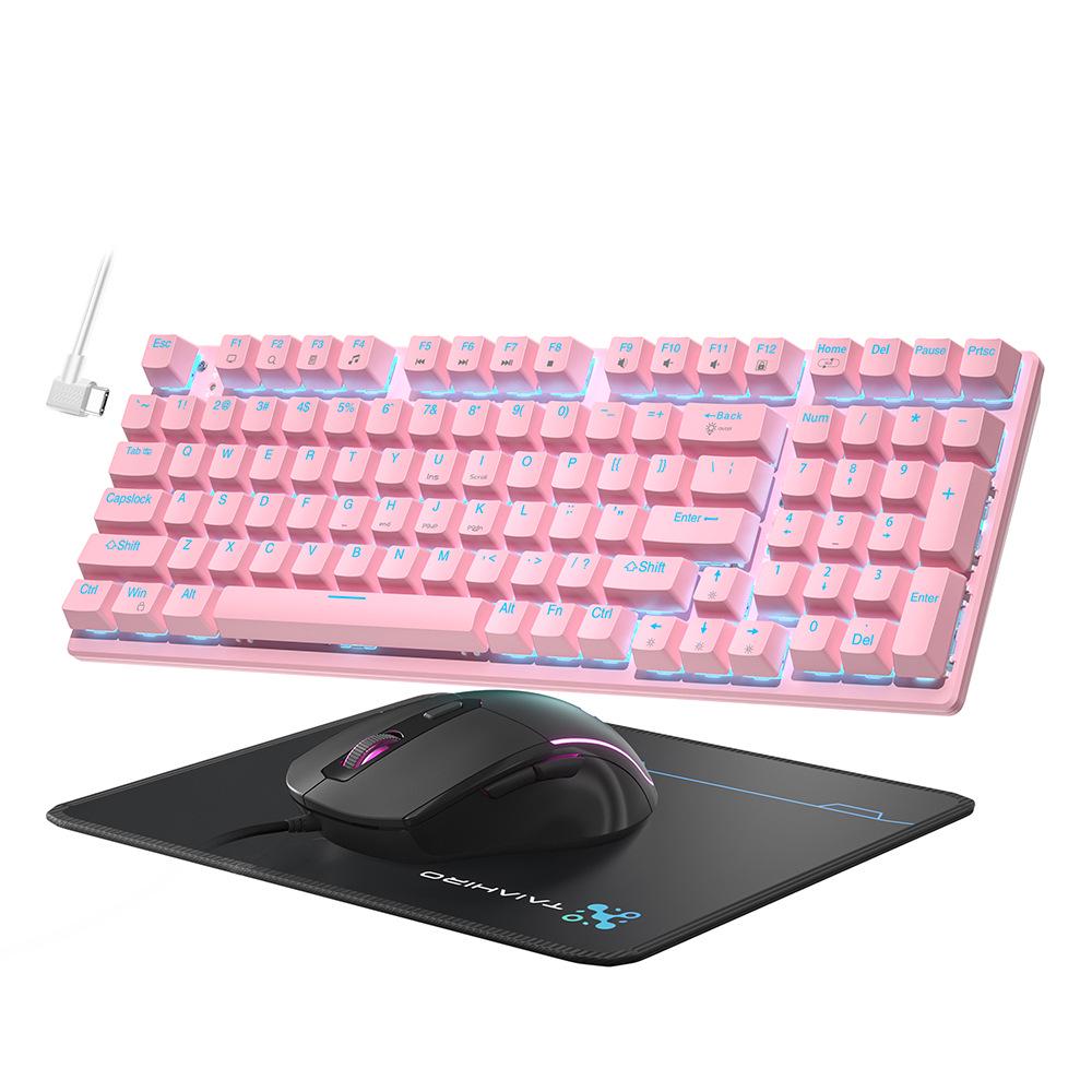 Механическая клавиатура с RGB-подсветкой и игровой набор мыши для офиса и игр