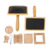 Wool Blending Board Carding Brush Set Wooden Yarn Ruler Density Ruler Angle Meter Brush Chain Set