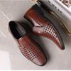 Summer Men's Hollow Leather Shoes Casual Soft Bottom Breathable Sandals Business Leather Shoes Dad Shoes
