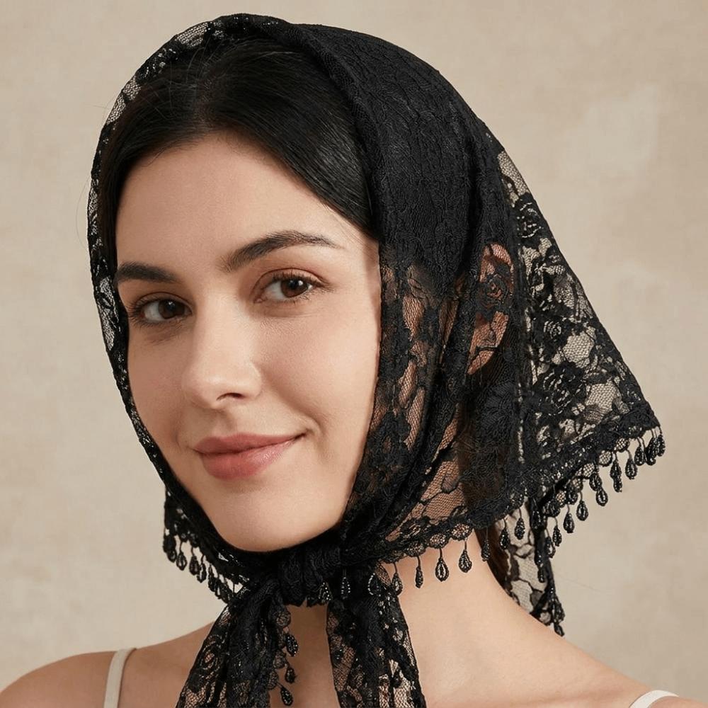 Sun Protection Printed Wraps Colorful Flower Triangle Headband Elegant Lace Scarf Holiday