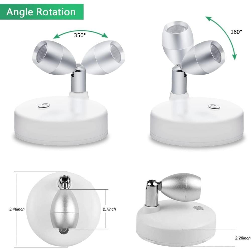 Wireless LED spotlight, battery-powered decorative light, indoor mini ceiling light, dimmable uplight with remote control, 4000K warm white light
