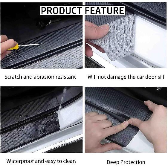 Car Door Sill Protector, 9PCS Carbon Fiber Car Bumper Protector | Car Door Sill Strip,Rear Bumper Protective Film,Universal Automobile Accessories