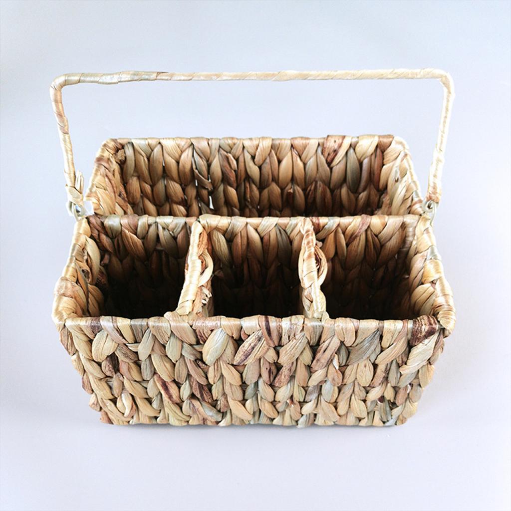 Woven Baskets for Organizing 4 Compartments Hand-Woven Storage Basket Perfect for Organizing Storage and Gifts