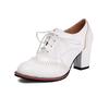 Мода 2025 Женские туфли-лодочки Круглый носок Толстый высокий каблук Платформа Броги Студент Резные Ретро Шнуровка Классические Весенние Офисные Леди Туфли на шнуровке