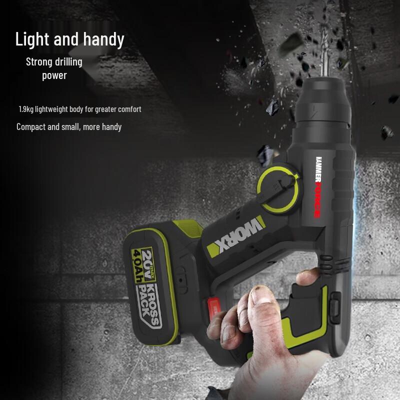 Набор: Бесщеточный перфоратор и угловая шлифмашина WORX 20V, вилка CN (адаптер в комплекте)