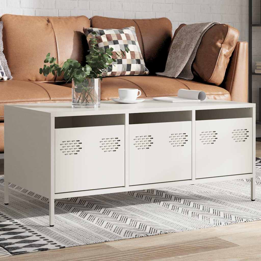 Coffee Table White 101.5x50x43.5 cm Cold Rolled Steel