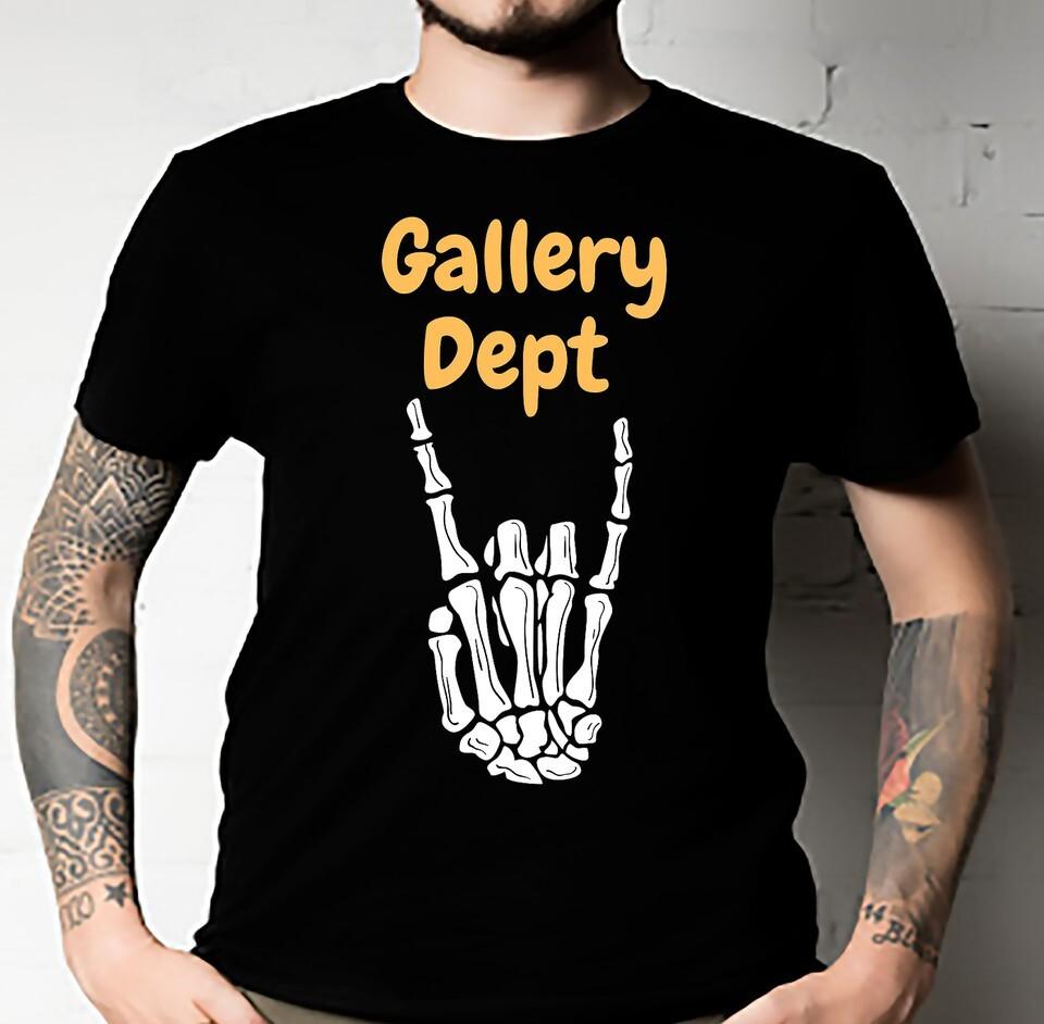 Унисекс Черная футболка GALLERY DEPT, Унисекс футболка с принтом черепа