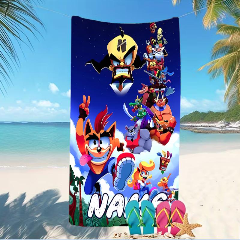 Customizable personalized beach towels Crash Bandicoot 4 It's About Time themed designs.Suitable for the beach, yoga, sports;ideal as beach accessorie