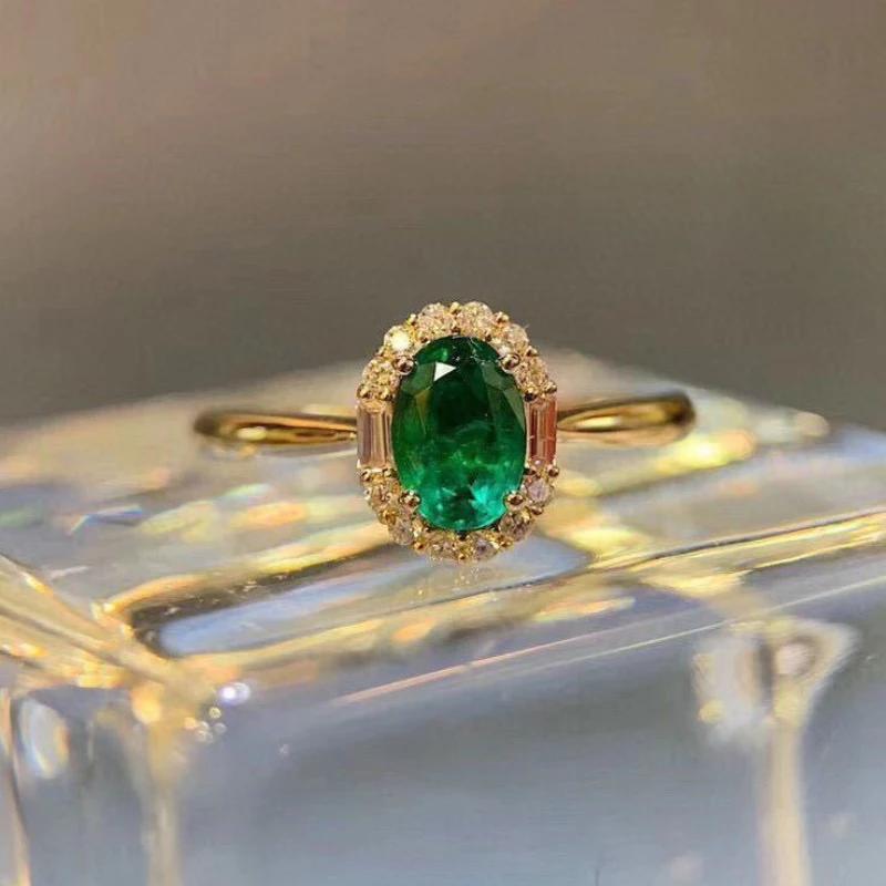 New In Inlaid Shiny Green Crystal Rings For Women Opening Adjustable Fashion Original Ring Exquisite Design Wedding Jewelry