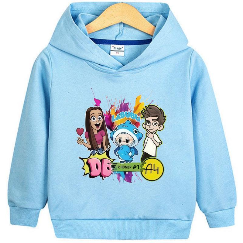 Модный унисекс детский худи с мультяшным принтом - Белый, дизайн DB Girl & A4 Boy, идеально подходит для весны и осени