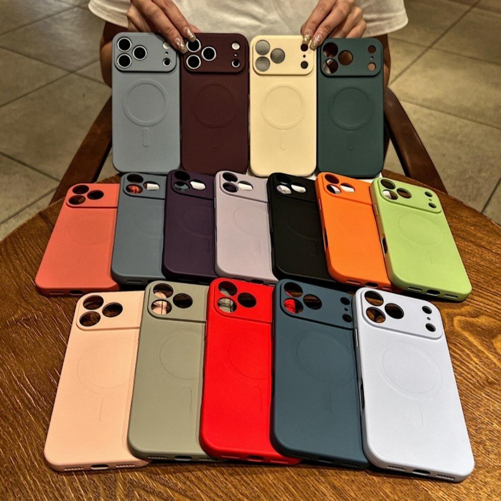 Morandi Color Magnetic for Magsafe Case for iPhone 18 Pro Max 18ProMax Liquid Silicone Wireless Charging Camera Protection Cover