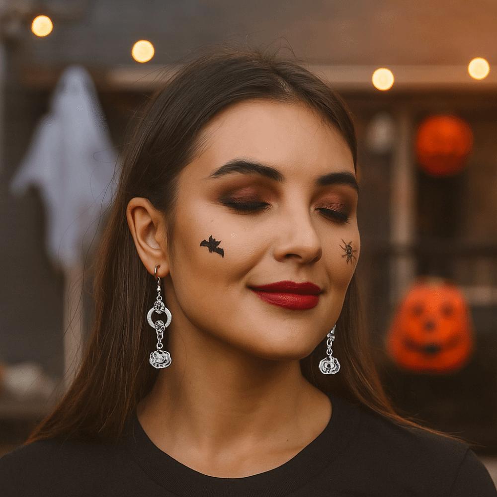 Punk Style Halloween Dangle Earrings Spider Skull Earrings Cool Skeleton Pendant Earrings  Festival