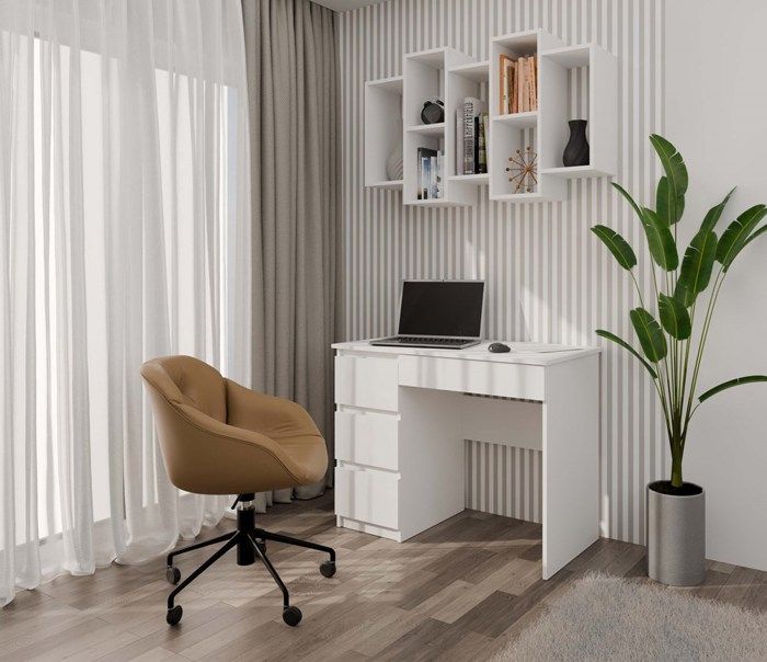 SELMA - Bibliothèque suspendue style moderne salon - 129.5x20x65 - 7 tablettes