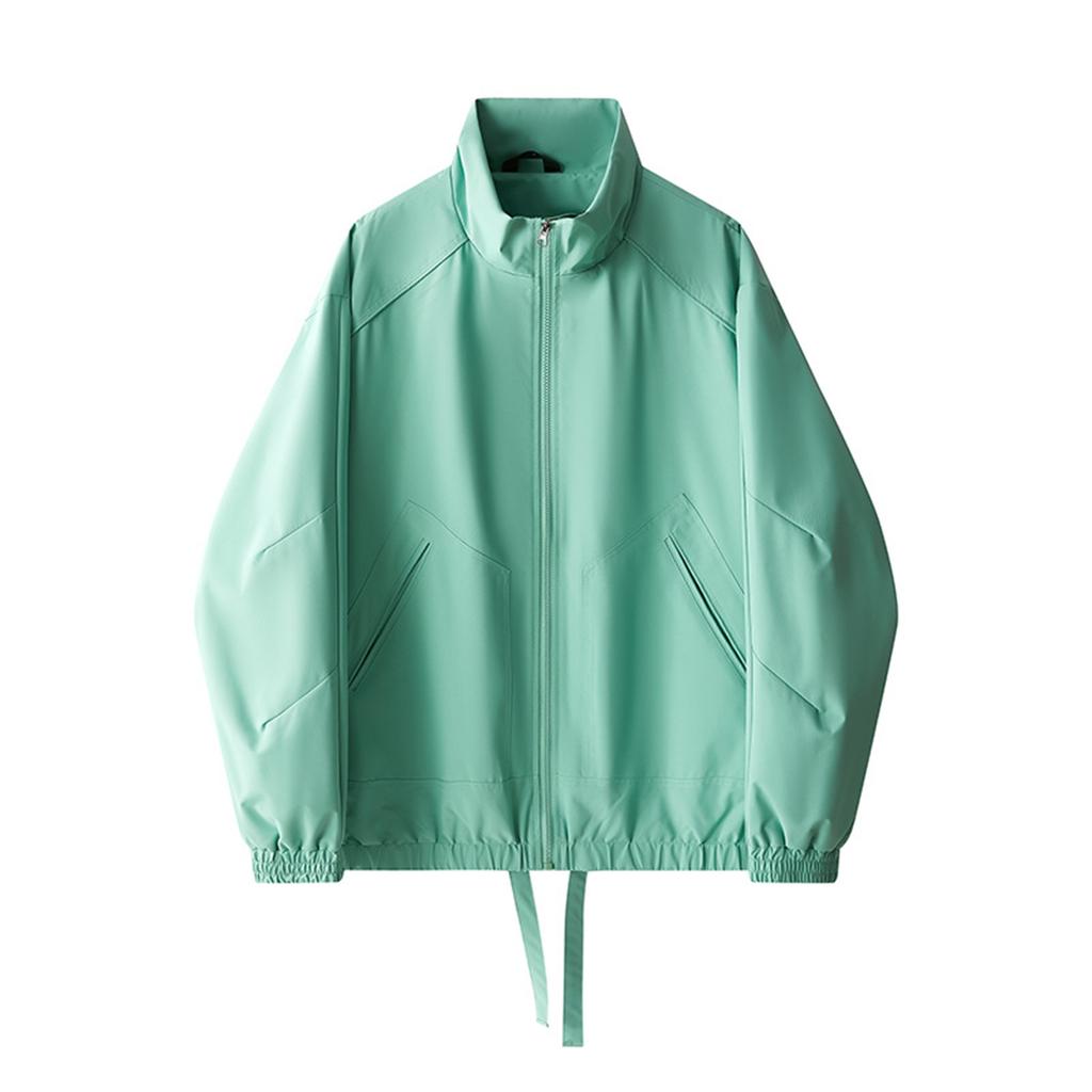 Men's Solid Color Stand Collar Work Jacket Casual Sports Outdoor Mountaineering Camping Jacket