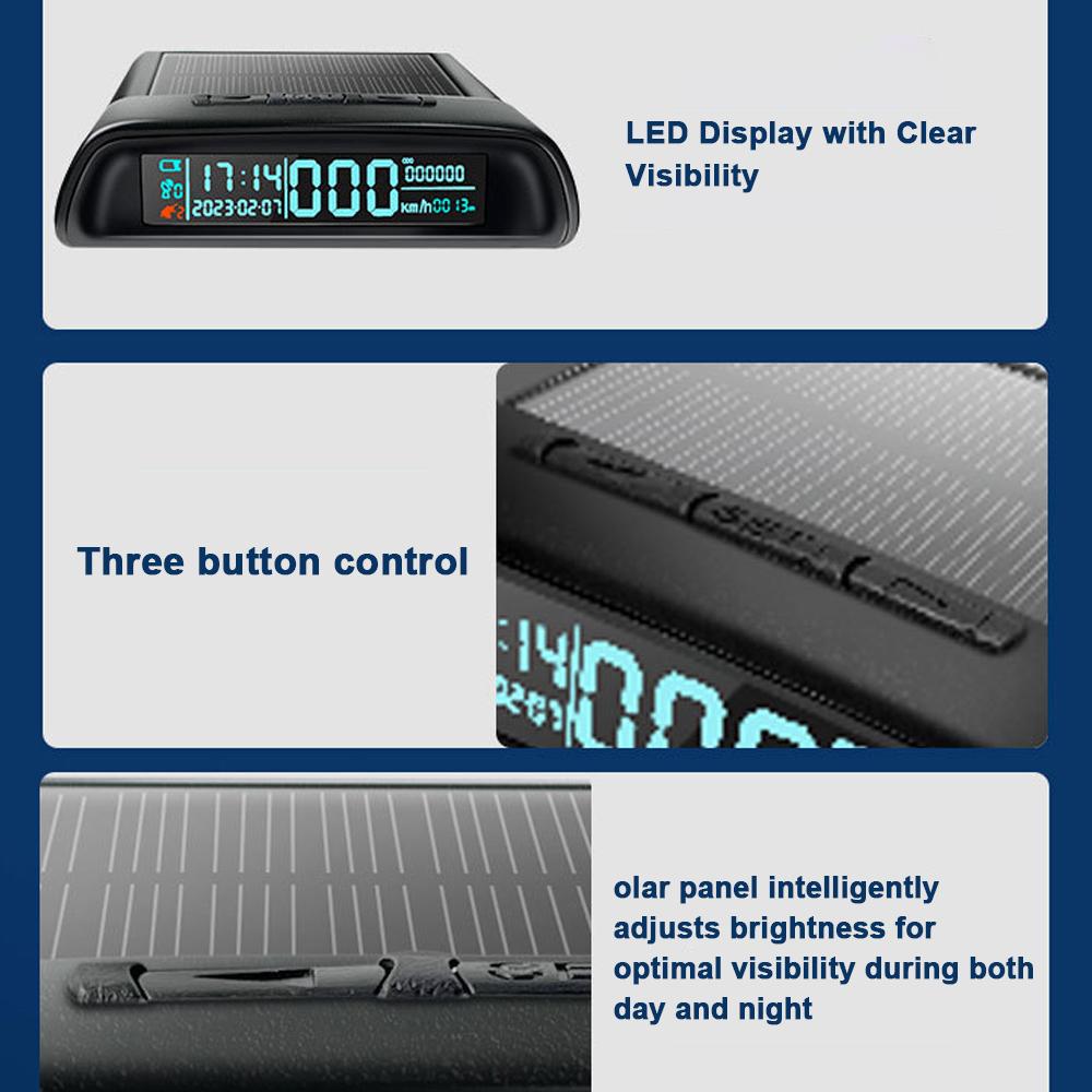 Многофункциональный автомобильный проекционный дисплей, солнечный GPS-цифровой спидометр со светодиодным дисплеем, сигнализация превышения скорости