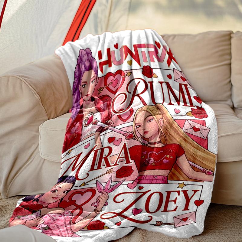 1pc Snug Kpop Demon Hunters Blanket, Lightweight & Durable Print Blanket, Perfect for Home, Couch, Bed, Picnic, Travel, Office