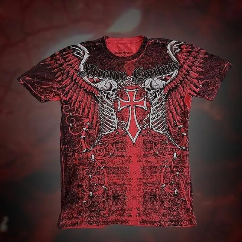 Футболка Flea Market Affliction Мужская Y2K Винтаж Мальчик Уличная мода Готика Оверсайз Короткий рукав Топ