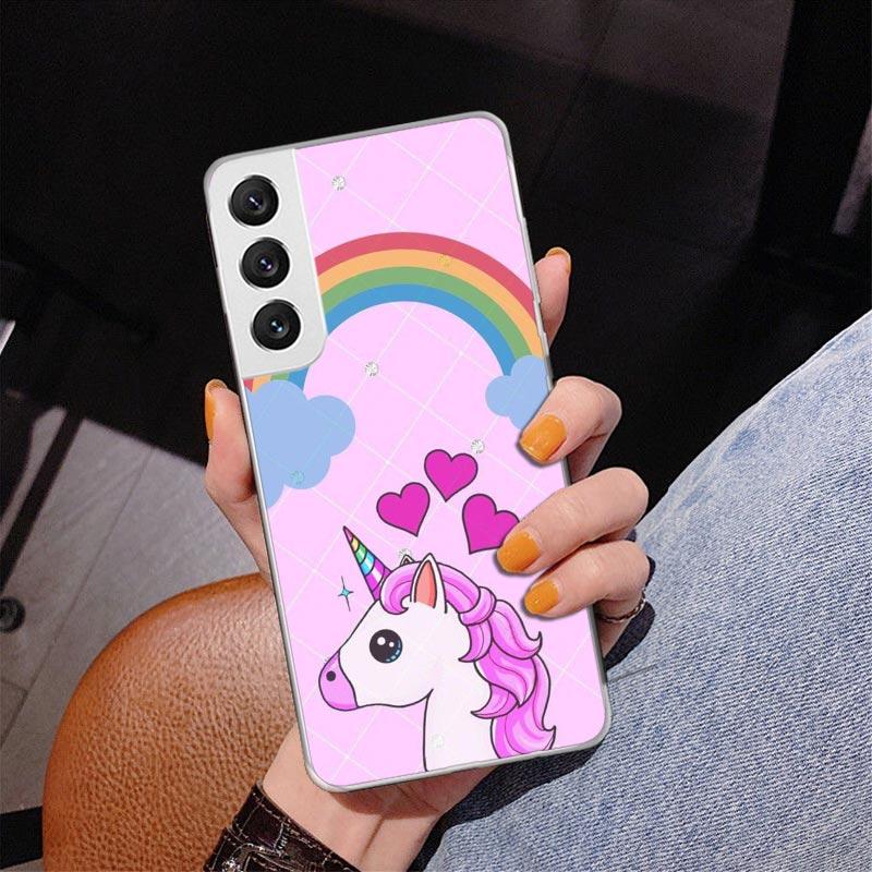 Pink Unicorn Rainbow Phnoe Case for Samsung Galaxy Note 20 Ultra 10 Pro 9 8 S10 Lite S9 Plus S8 + S7 Edge Unique Cover Coque Not