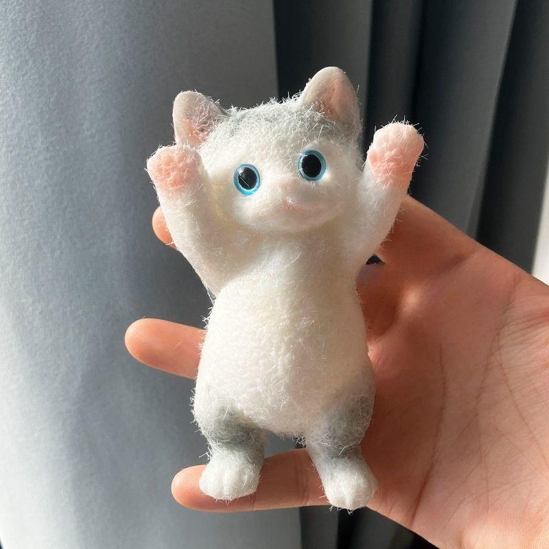 Игрушка-пищалка Taba, милый котенок с поднятой лапкой, мягкий кавайный котенок, медленно поднимающийся, сенсорная интерактивная забава