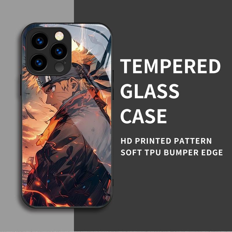Закаленный стеклянный корпус с рисунком Наруто, защитный чехол, мягкий чехол для iPhone Samsung