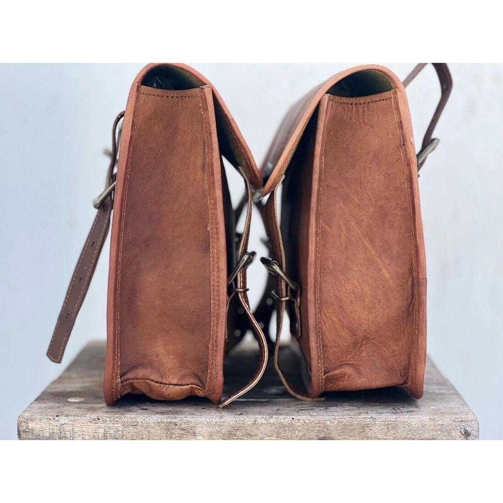 Saddlebags Motorcycle 2 Side Leather Side Pouch Saddle Panniers 2 Bags