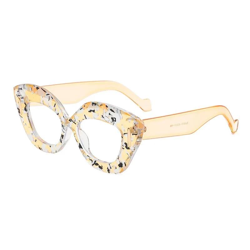 New Fashion Personalized Luxury Thick Frame Cat Eye Women'S Reading Glasses Retro Neutral Transparent Anti Blue Light Glasses