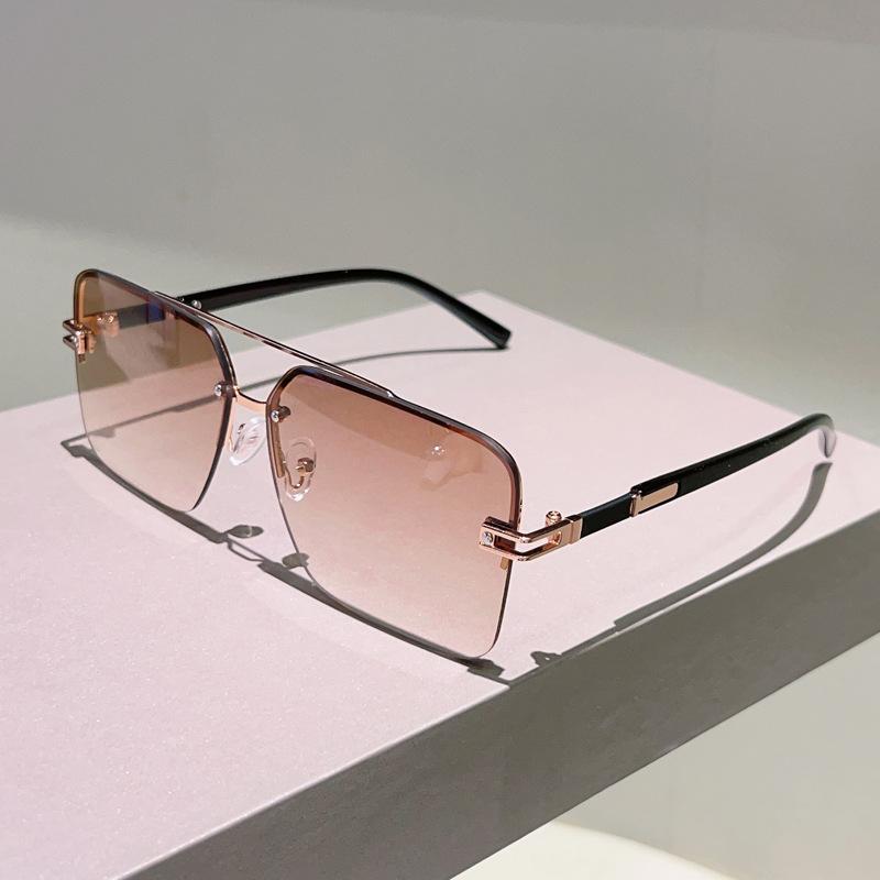 y2k Half Frame Luxury Designer Square Sun Glasses Women For Men Female Vintage Punk Metal Outdoor Driving Sun Glasses UV400