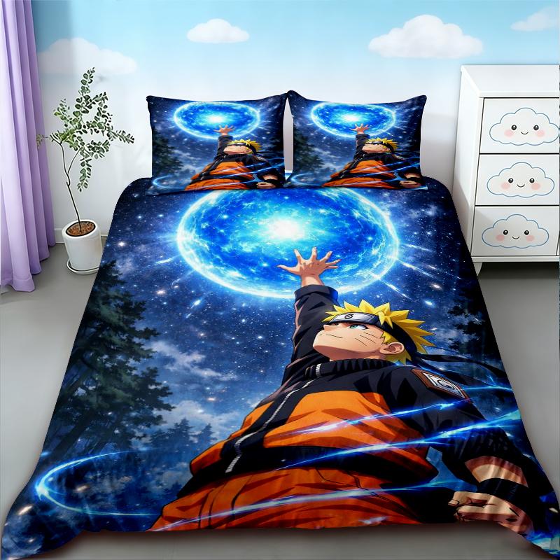 Kids 3pcs Duvet Cover Naruto Cartoon Anime Bedding Set Comfortable Breathable Quilt Cover Queen King Full Bedroom Decor