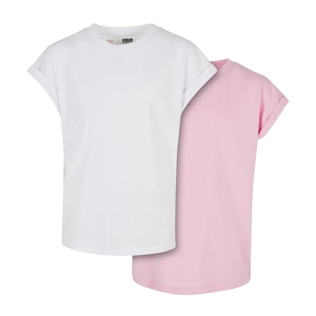 Urban Classics Girls Organic Extended Shoulder T-Shirt (Pack of 2)