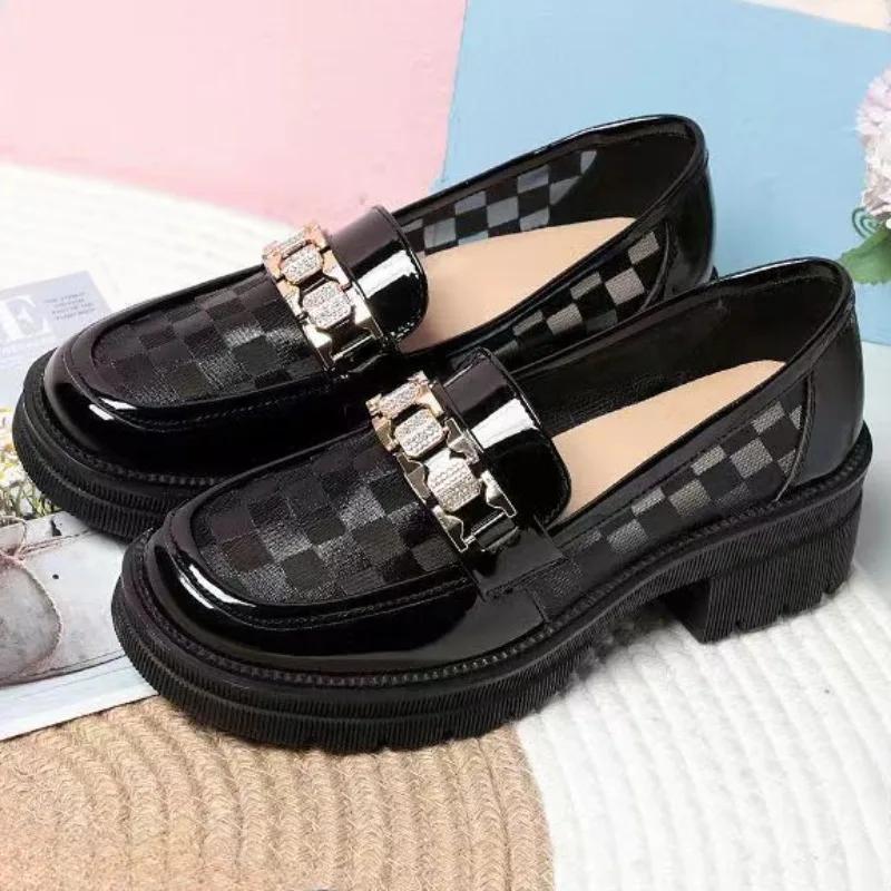 Нескользящие женские туфли с круглым носком на среднем каблуке, женские туфли-лодочки, акция, горячее предложение, высококачественный люксовый бренд, социальная популярность