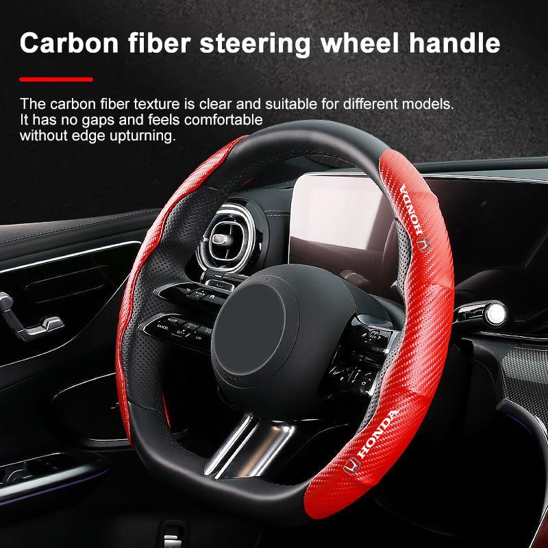 2pcs Carbon Fiber Non-Slip Steering Wheel Cover Car Accessories For Honda Fit Mugen Insight Type S R VTEC DOHC Modulo Vezel Legend RR Si