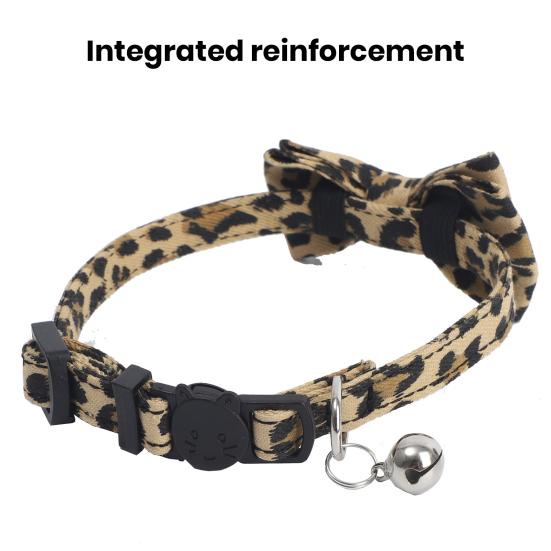 Ошейник для домашних животных с леопардовым принтом и колокольчиком, легкая ткань, цепочка на шею кошки, масштабируемый ожерелье для домашних животных