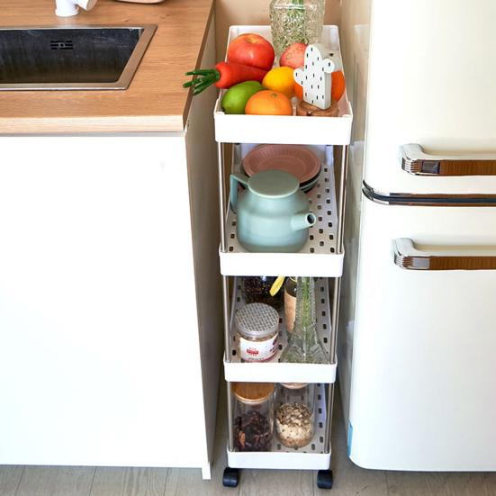 Организуйте передвижную удобную 3/4-уровневую кухонную стоячую полку для хранения, открытые стеллажи