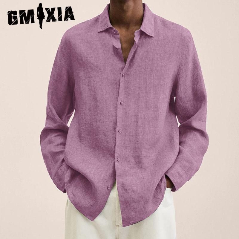 GMXIA Футболка из хлопка с длинным рукавом, мужская модная свободная рубашка с принтом, сострадательная рубашка