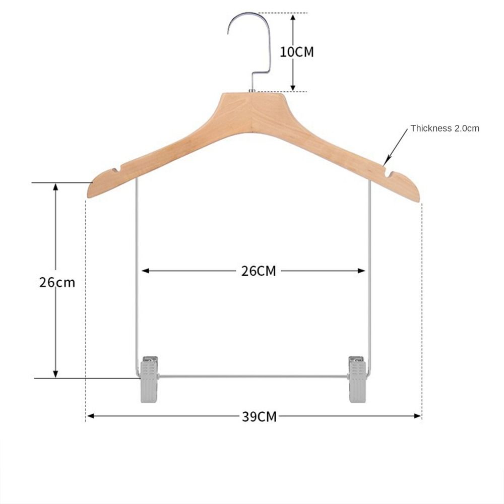 Adjustable Metal Clips Solid Wood Suit Hangers Pants Organizer Clip Hangers Wooden Suit Hangers Closet Clothes