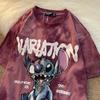 Casual Summer T Shirt With Stitch Pattern Printed Dyeing Cotton Blend For Student Fashion