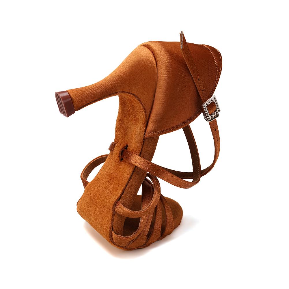 Women's Latin Dance Shoes Ladies Salsa Ball Party Shoes Satin Girls Chacha Tango Heel 7.5CM