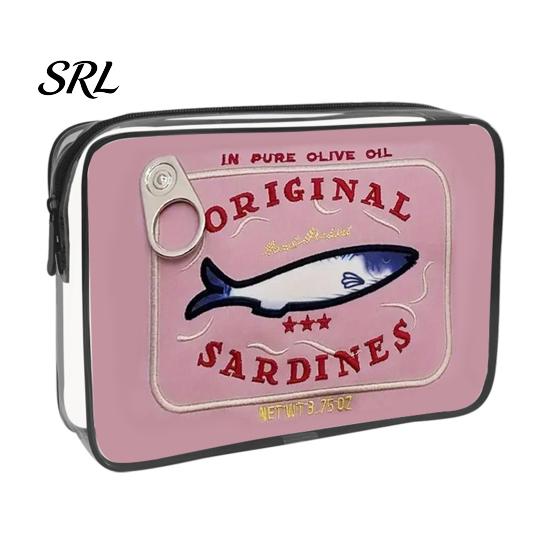 Multi Purpose Stationery Storage Pouch Sardine Can Cosmetic Bag, Clear Waterproof Makeup Pouch, Zipper Lightweight Bag for Gym Closure Travel Toiletry