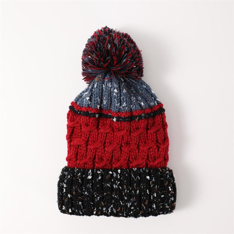 Autumn and winter new color matching personalized European and American knitted wool hats men and women thickened warm and cold pullover hats