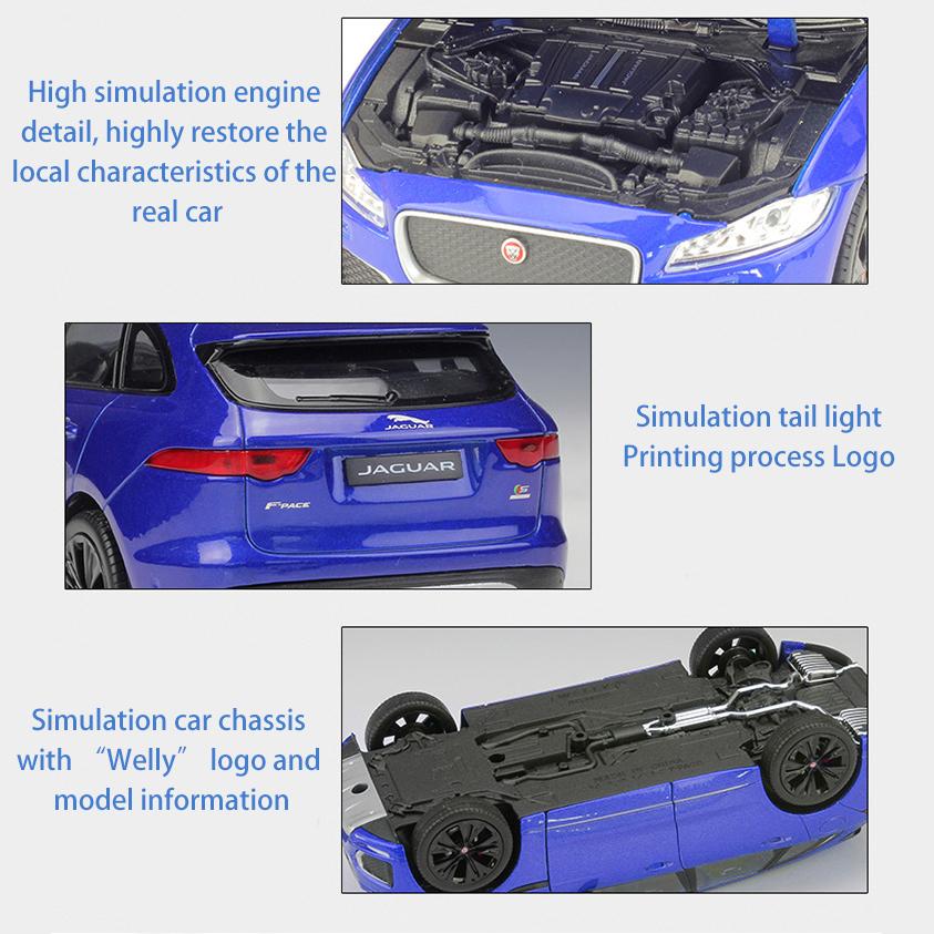 Масштаб 1/24 Welly Jaguar F-Pace, модель автомобиля из сплава, литье под давлением, металлические игрушечные автомобили, модель автомобиля, коллекция высокой имитации, детские подарки