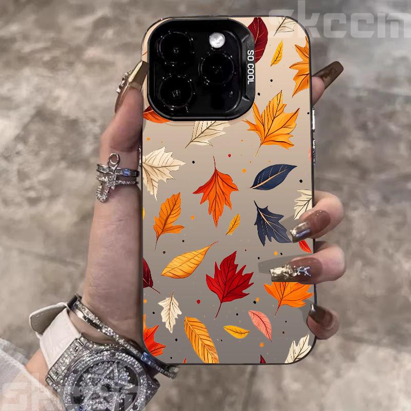 Для Samsung Galaxy S20 S21 S22 S23 S24 S25 Plus Ultra FE A53 A54 A55 Чехол Осенний Цвет Опавший Лист Посеребренная Крышка