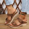 Fashion 2024 Summer Women Wedge Sandals Premium Orthopedic Open Toe Sandals Vintage Anti-slip Leather Casual Female Platform Retro Shoes
