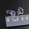 New 925 Sterling Silver Natural Amethyst Jewelry Sets English Clasp Earrings Ring 10.0mm Gemstone for Women