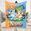 Bluey's Soccer Adventure Personalized Name Blanket Gift Customizable Blanket Durable Comfort Perfect for Nap Bedding Office Office Chair
