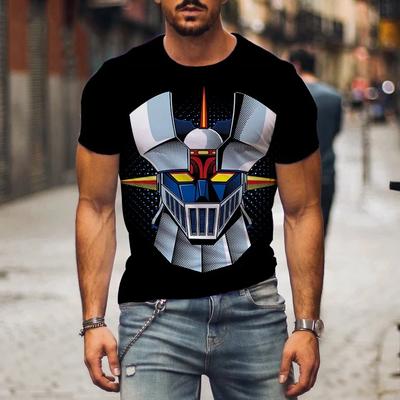 Летняя горячая футболка Mazinger Z 2024 года, мужская, с принтом робота-анимации, 3D, с коротким рукавом, большой размер, свободный, удобный, дышащий топ