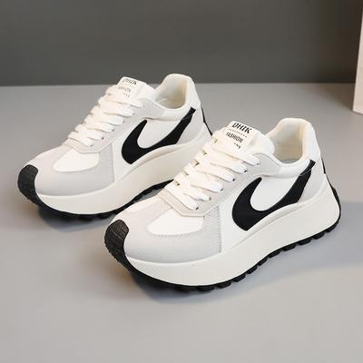 Кроссовки женские толстые 2025 Весна толстая подошва дизайнер добавляет высоту обуви круглый носок шнуровка кроссовки для бега на открытом воздухе Zapatos Mujeres