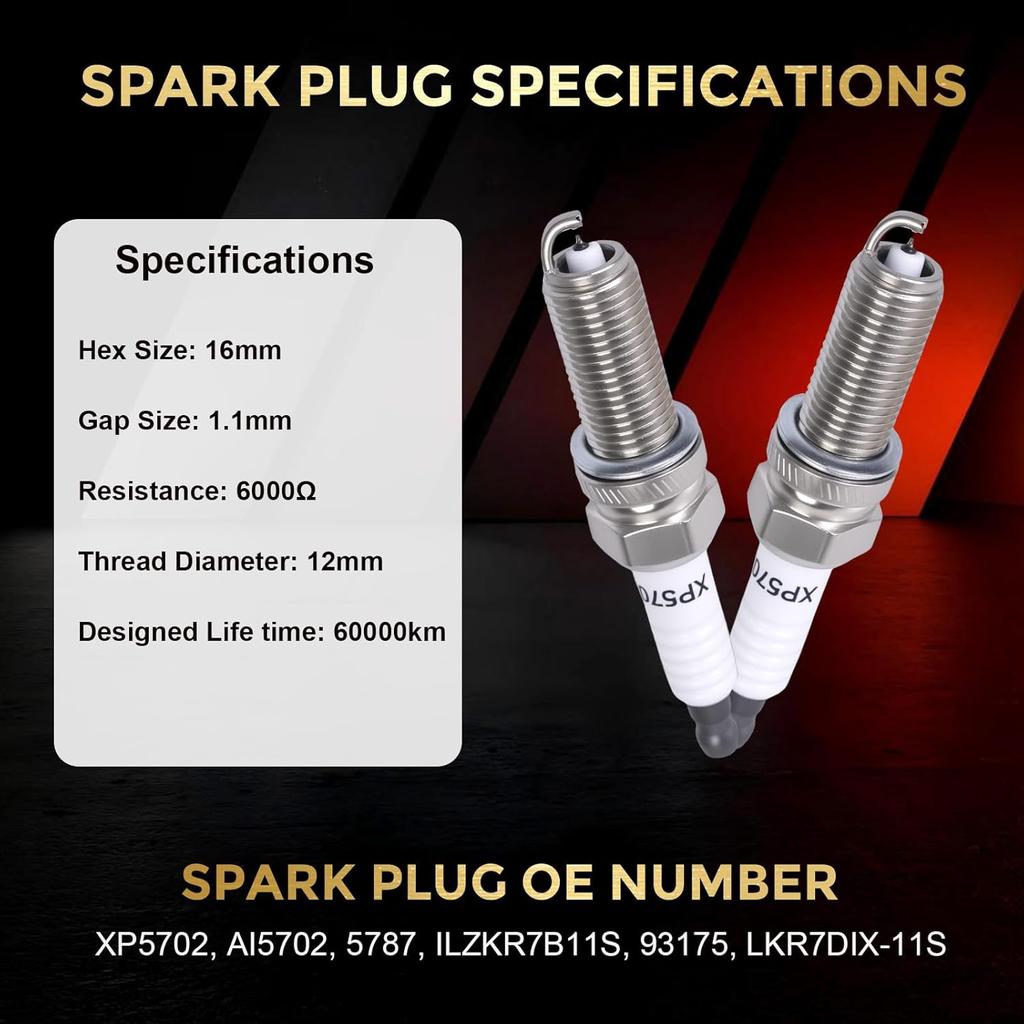 Свечи зажигания XP5702 Iridium Platinum 4 упаковки Совместимы с ACURA DODGE GENESIS HONDA HYUNDAI KIA MITSUBISHI MERCEDES-BENZ 1.4L-5.5L L4 V6 V8