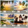Beach Coconut Tree Sunset Nature Landscape Garden Wall Hanging Home Living Room Decoration Dusk Ocean Landscape Tapestry