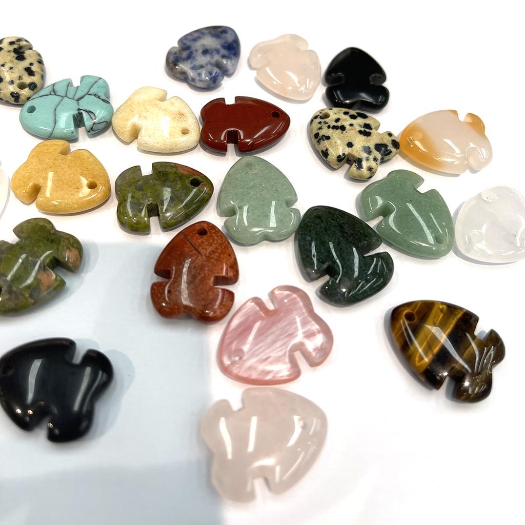 3Pcs Fish Shaped Natural Stone Pendants 16x21mm, Cute Charms for Handmade Jewelry Makers, Necklace Earring DIY Supplies