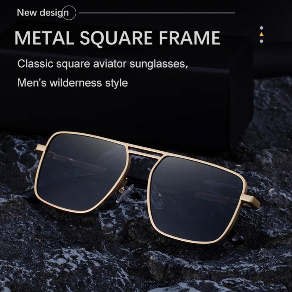Punk Double Beam Sun Glasses Big Frame Men Eyewear Personalized Square Sunglasses Unisex